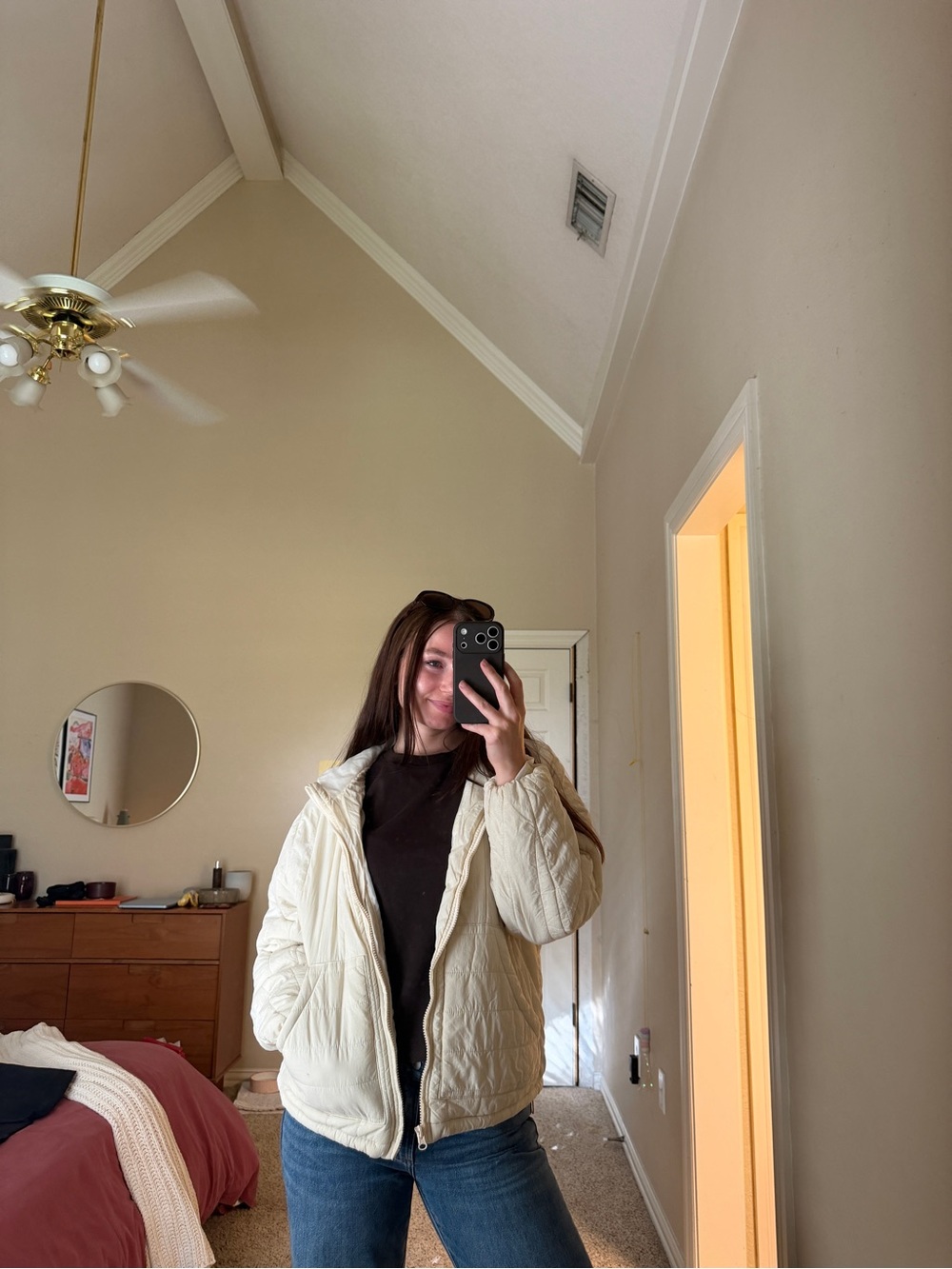 a new day Cream Quilted Zip-Up Jacket